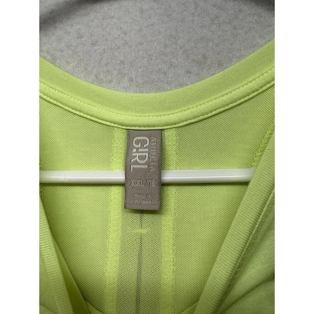 Athleta Girl Tank Sleeveless Top Size Youth XXL 16 Split Back Neon Yellow